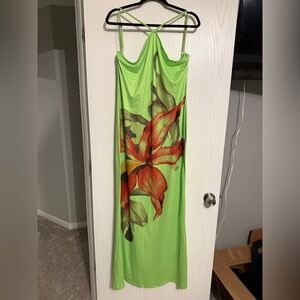 Fashion Nova Lime Floral Maxi Dress